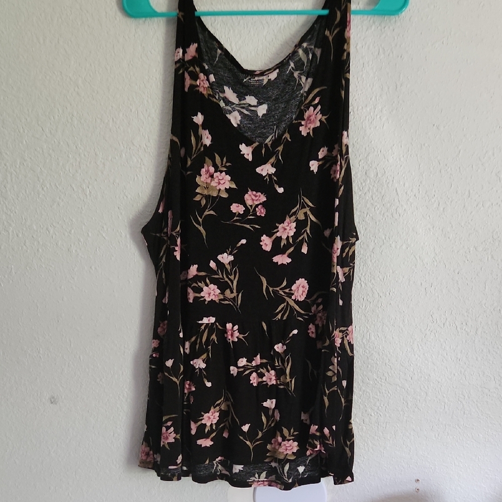 Floral Black and Pink Sleeveless Top